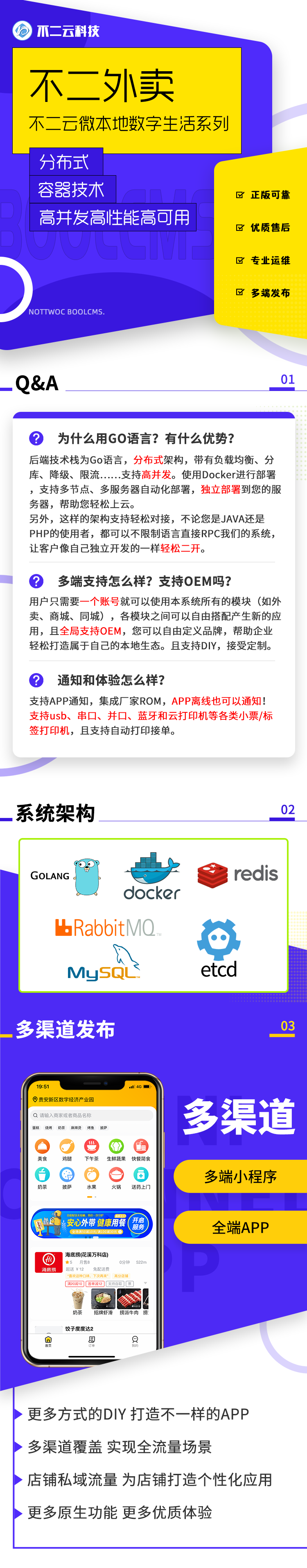 BOOL不二外卖餐饮本地数字生活高并发分布式APP微信支付宝D音多端小程序电商收付通区域代理跑腿