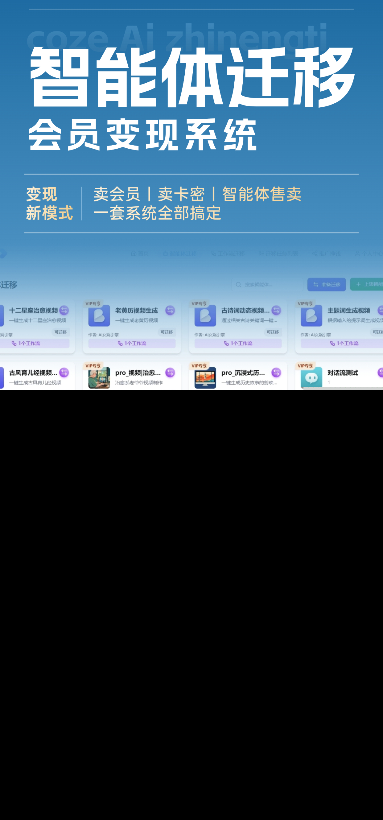 智能体工作流复制系统会员商城智能体在线售卖卡密