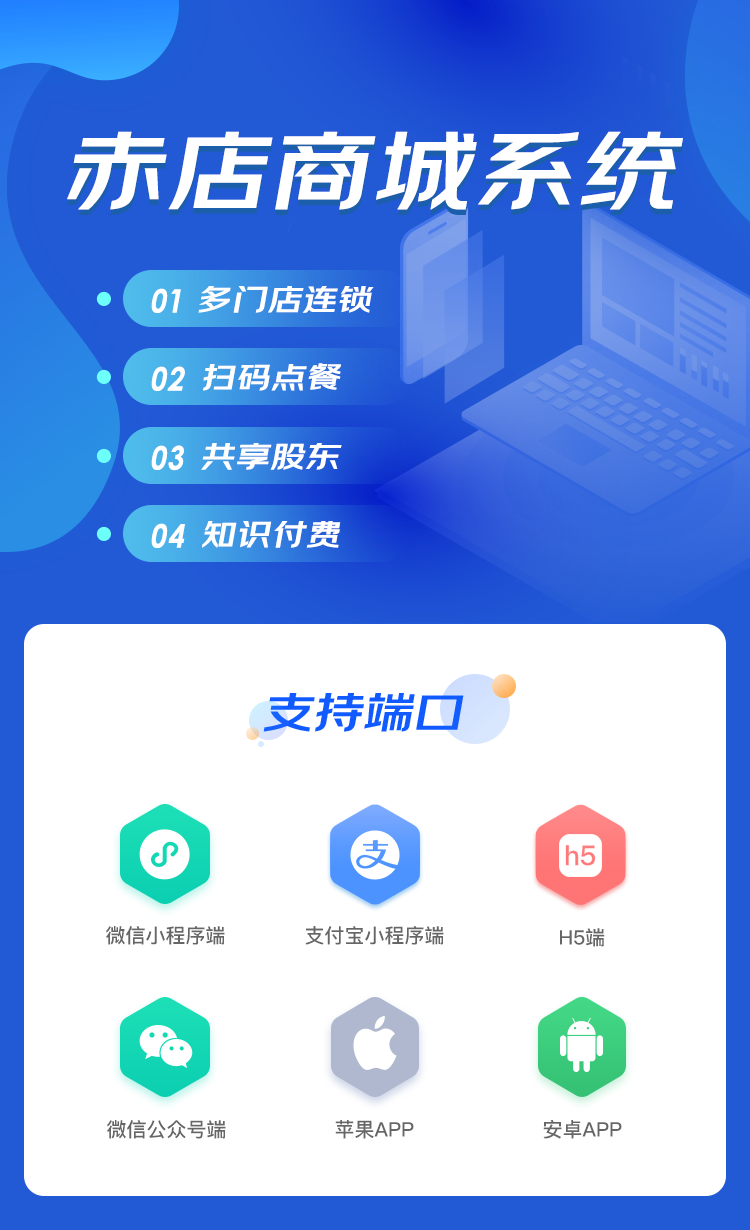 赤店微信支付宝点餐小程序多门店分销商城系统APP共享股东h5源码saas账号