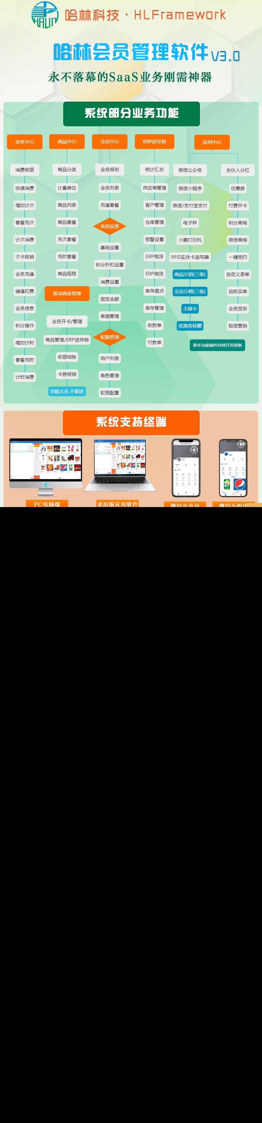 哈林会员管理软件 V3  无限开授权 【HLFramework 】正版源码