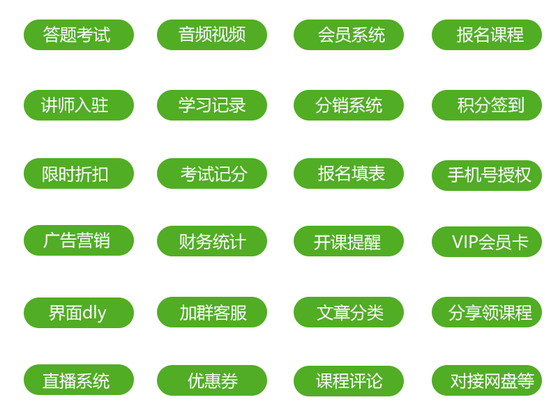 在线培训知识付费课程教育小程序公众号考试答题saas账号