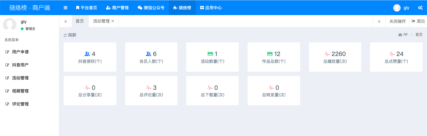 骁络榜抖音账号统一管理平台