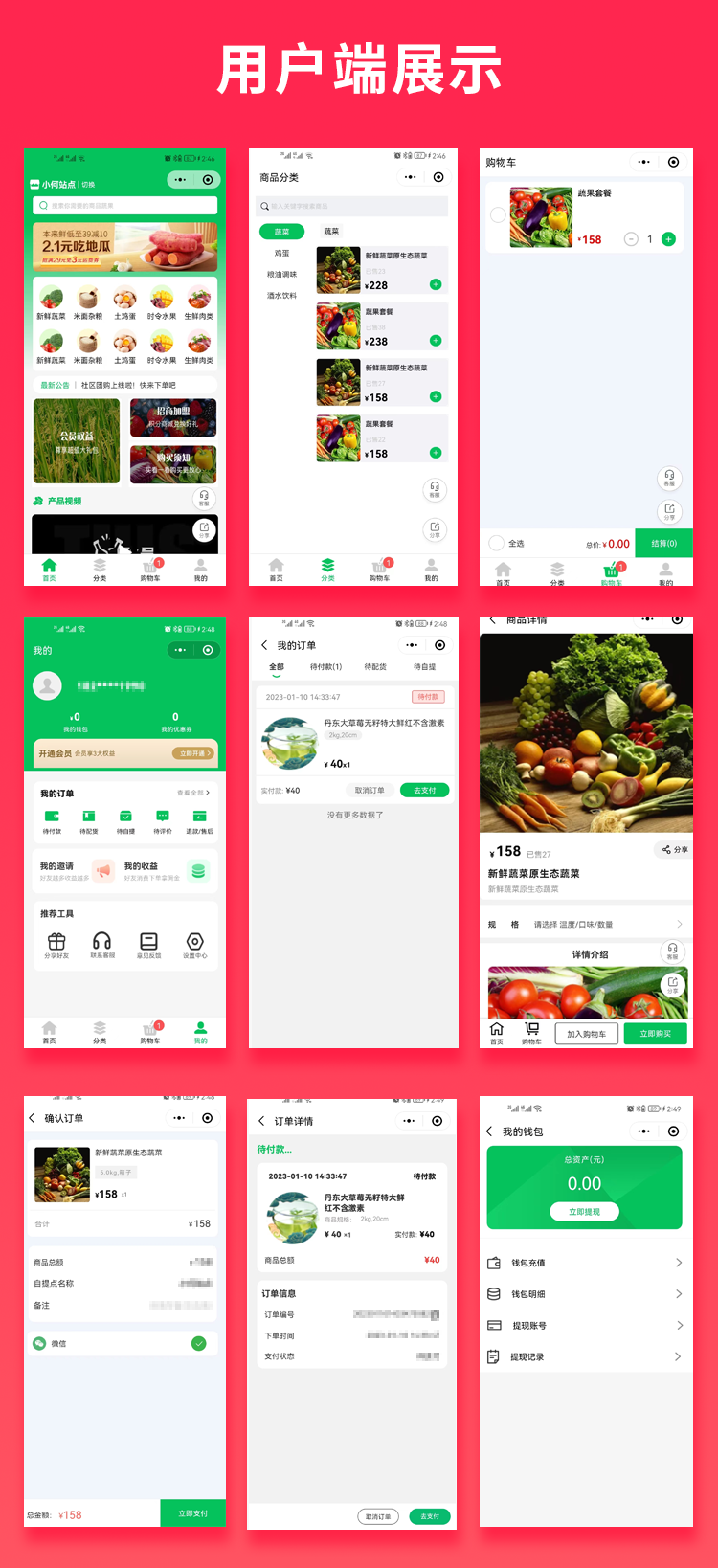 单商户社区团购卖菜卖水果商城自提点商城源码系统