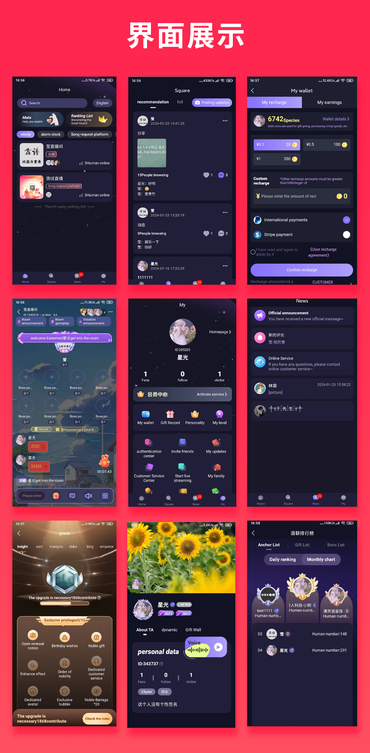 JAVA国际版多语言语聊大厅语音聊天APP系统源码
